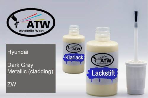 Hyundai, Dark Gray Metallic (cladding), ZW: 20ml Lackstift + 20ml Klarlack - Set, von ATW Autoteile West.